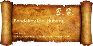 Bendekovits Hubert névjegykártya